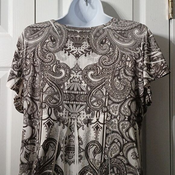 Apt 9 black gray white short sleeve casual blouse Sz 1X NWOT - Picture 7 of 8